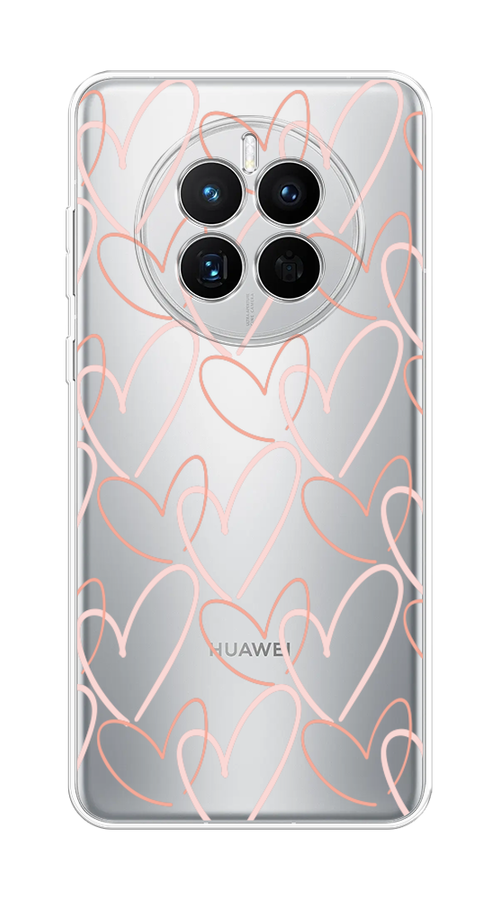 

Чехол на Huawei Mate 50 "Узор из сердечек", Розовый;бежевый, 6109850-6