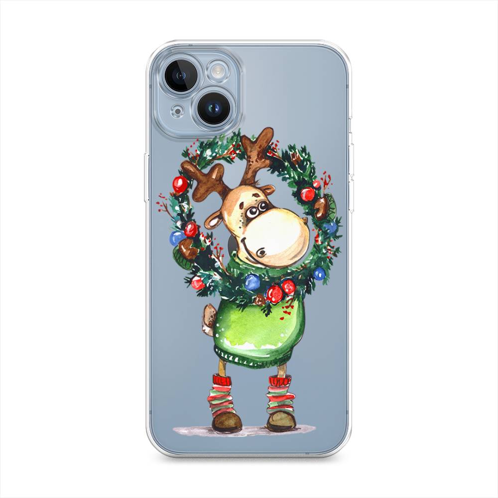 

Чехол для Apple iPhone 14 "Олень с новогодним венком", 15150-4