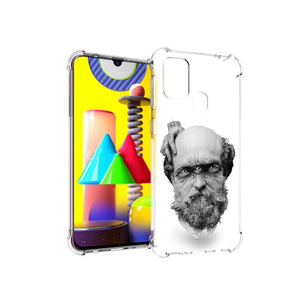 

Чехол MyPads Tocco для Samsung Galaxy M31 страшный бородатый мужчина абстракция, Прозрачный, Tocco
