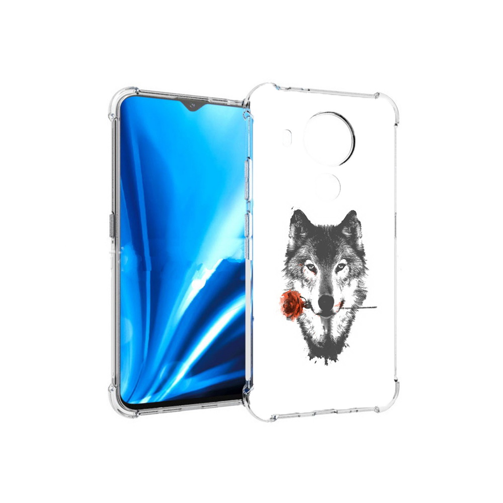 

Чехол MyPads Tocco для Nokia 5.4 волк с розой (PT156621.100.270), Прозрачный, Tocco