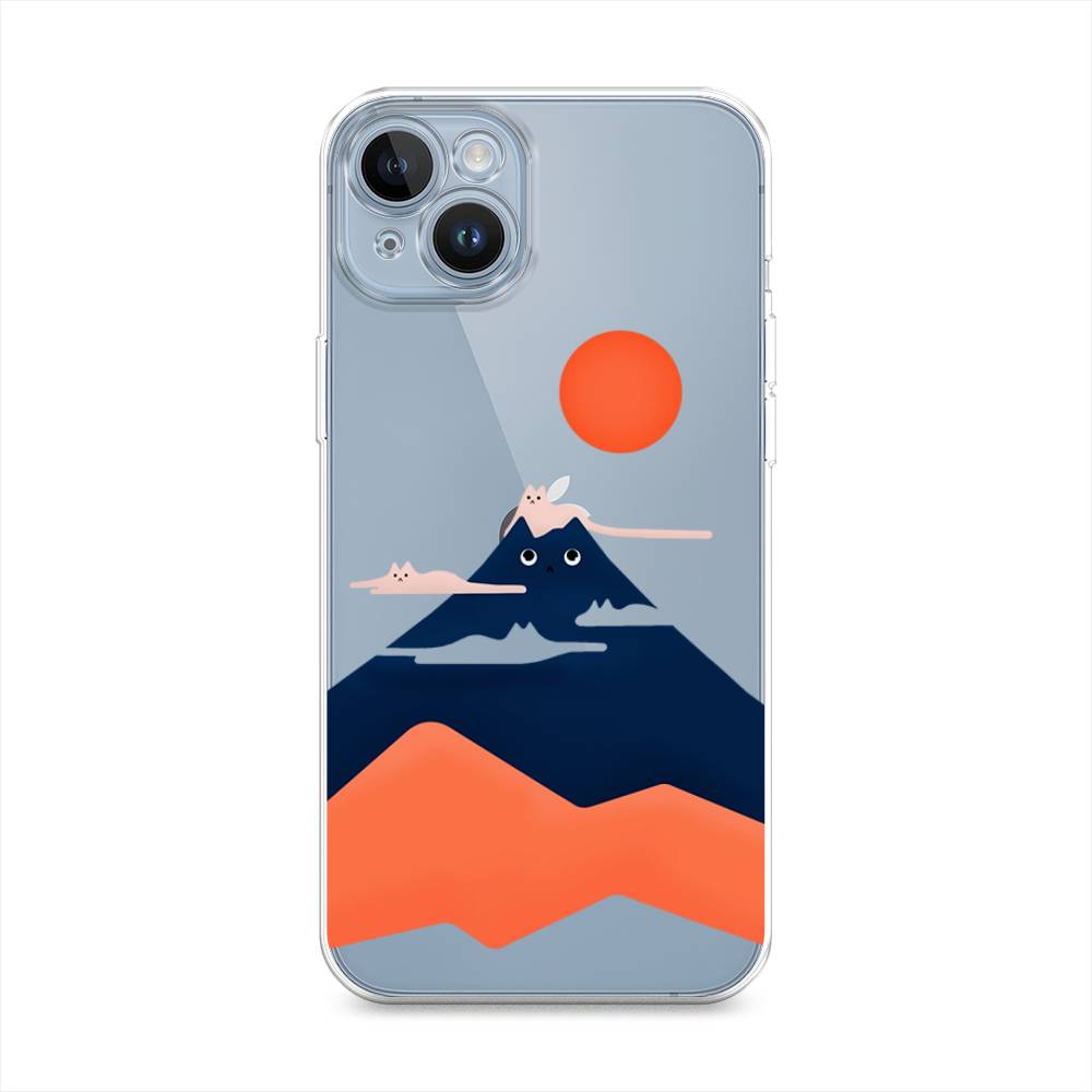

Чехол на Apple iPhone 14 "Кот-гора", Черный;оранжевый, 15150-4