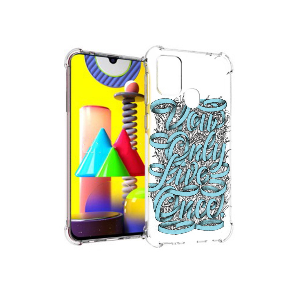 

Чехол MyPads Tocco для Samsung Galaxy M31 слова из ленты абстракция (PT147019.488.607), Прозрачный, Tocco