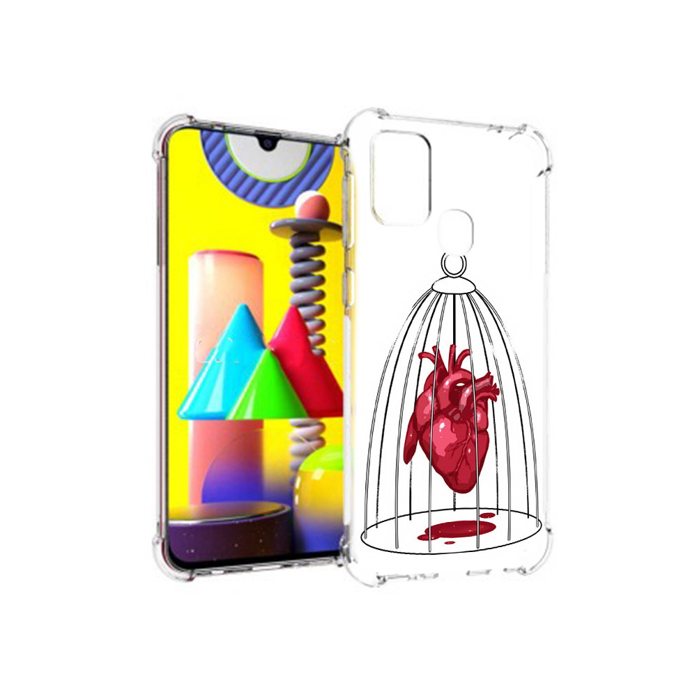 

Чехол MyPads Tocco для Samsung Galaxy M31 сердце в клетке (PT147019.488.597), Прозрачный, Tocco