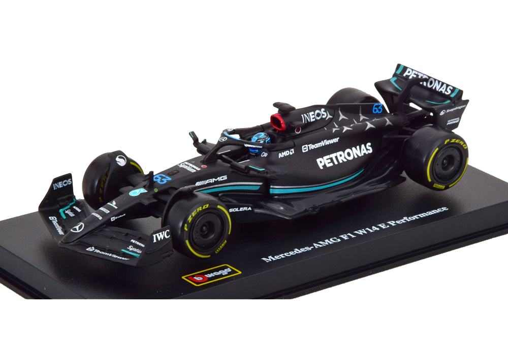

Mercedes amg W14 russell 2023 / мерседес амг джордж рассел (бокс в комплекте), Черный
