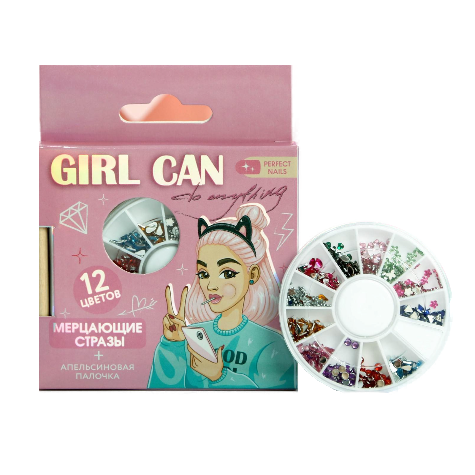 фото Набор фигурных страз для декора ногтей (12 цветов) girl can! 5146755 beauty fox