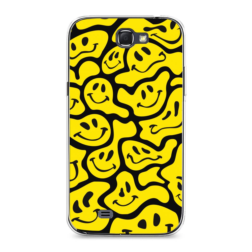 

Чехол на Samsung Galaxy Note 2 "Расплывчатые смайлики желтые", Черный;желтый, 23250-6
