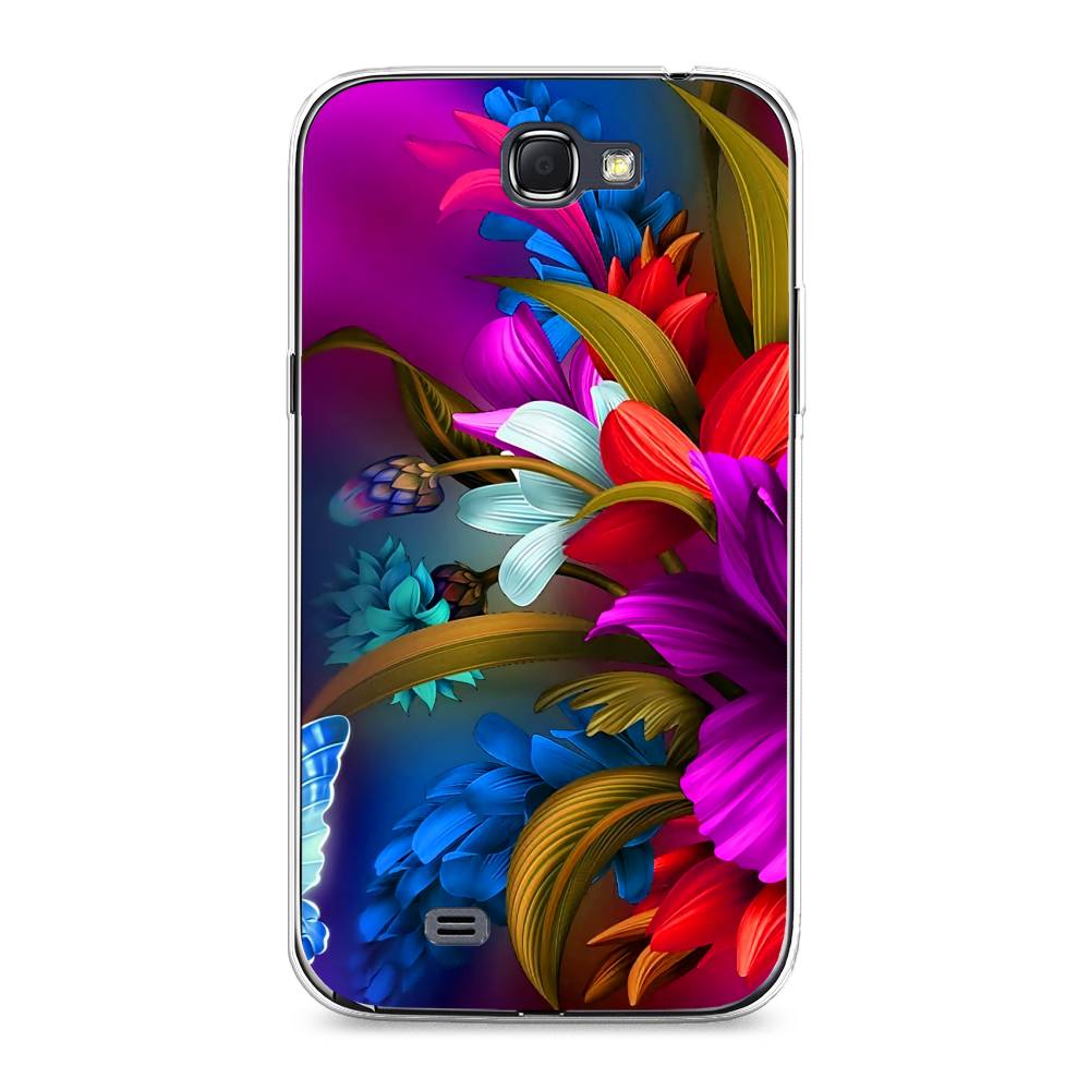 

Чехол на Samsung Galaxy Note 2 "Фантастические цветы", Фиолетовый;красный;синий, 23250-2