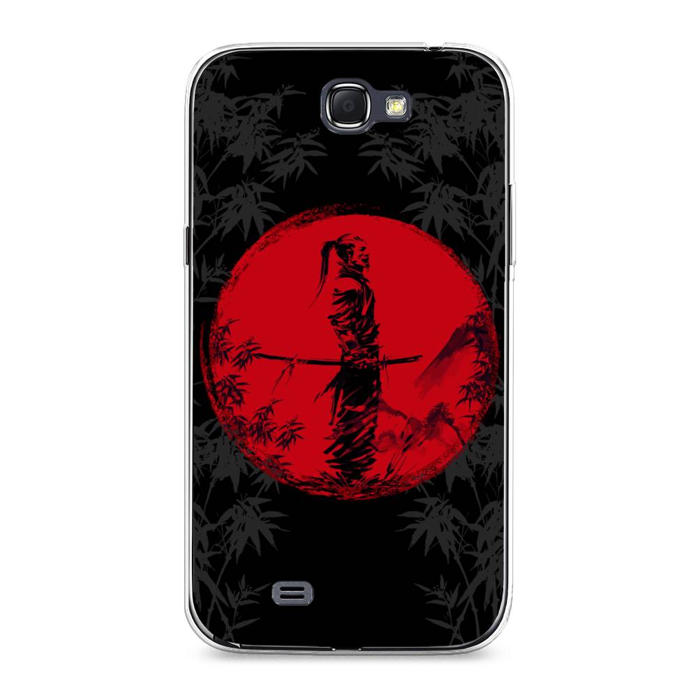

Чехол на Samsung Galaxy Note 2 "Самурай на красном фоне", Черный;красный;серый, 23250-4
