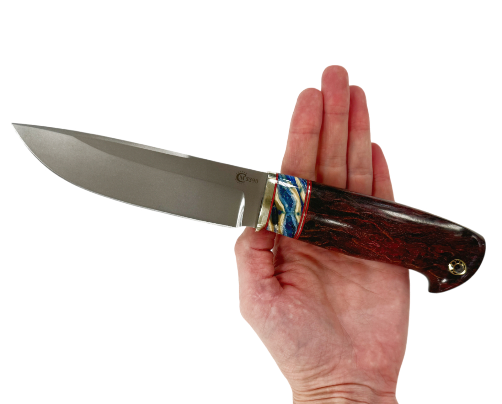 

Нож Мастерская Семина Соболь, Bohler S390, литье мельхиор, ценные породы дерева, Коричневый