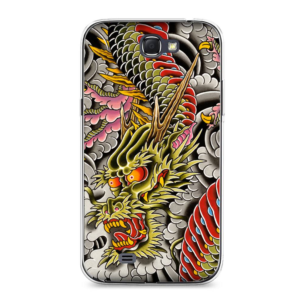 

Чехол на Samsung Galaxy Note 2 "Японский дракон", Желтый;розовый;красный, 23250-4