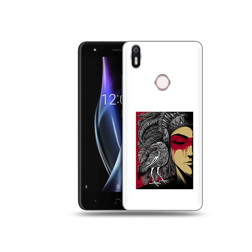 

Чехол MyPads Tocco для BQ Aquaris X девушка с вороном в абстракции, Прозрачный, Tocco