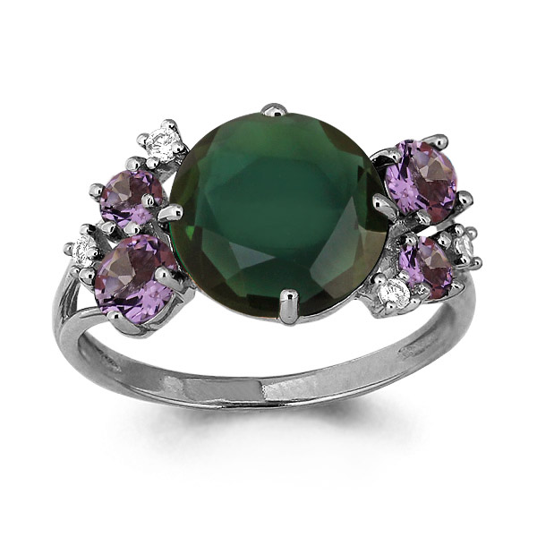 

Кольцо из серебра с аметистом\фианитом Aquamarine Aquamarine 6546599А_925_р р. 18, 6546599А_925_р