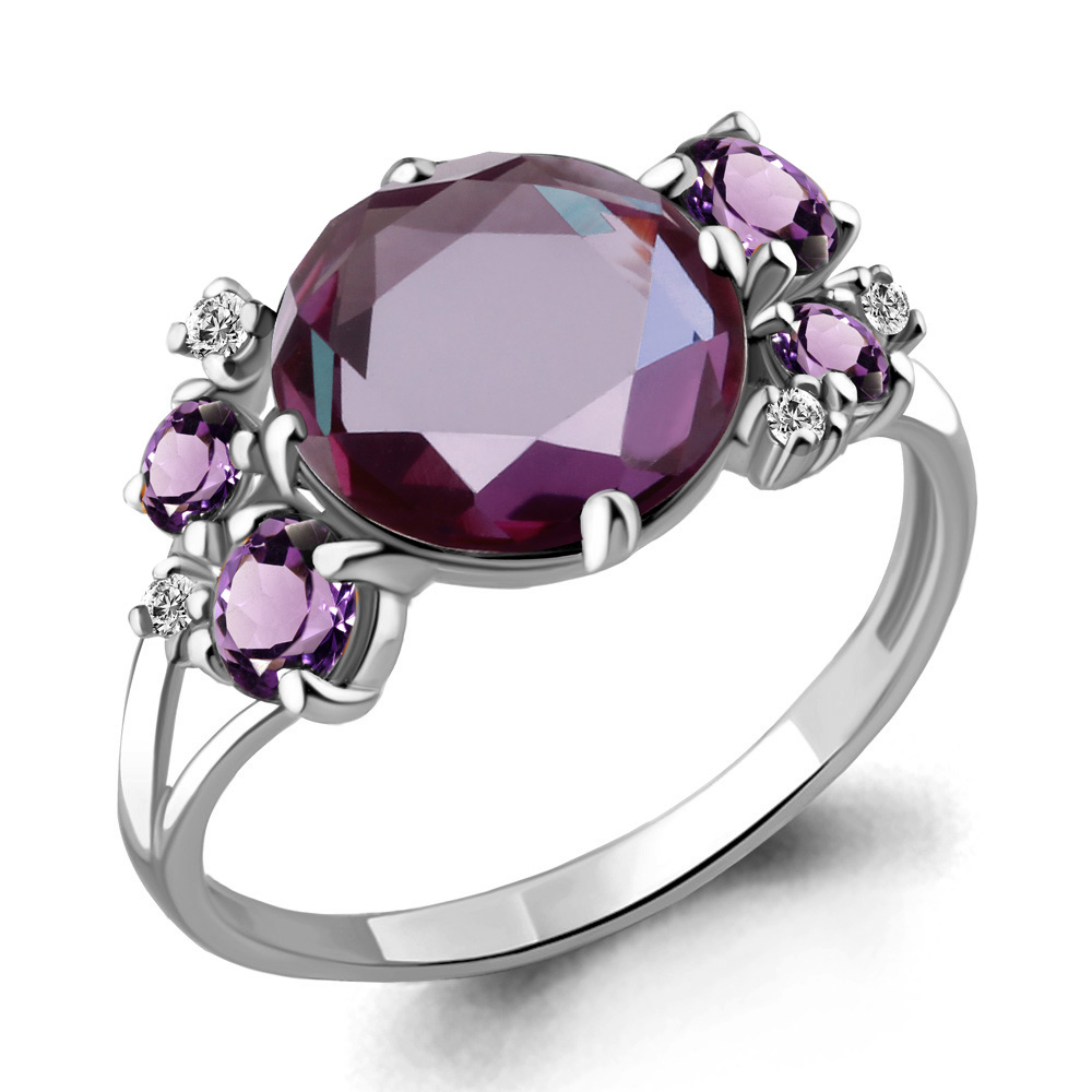 

Кольцо из серебра с аметистом\фианитом Aquamarine Aquamarine 6546528_925_р р. 18, 6546528_925_р