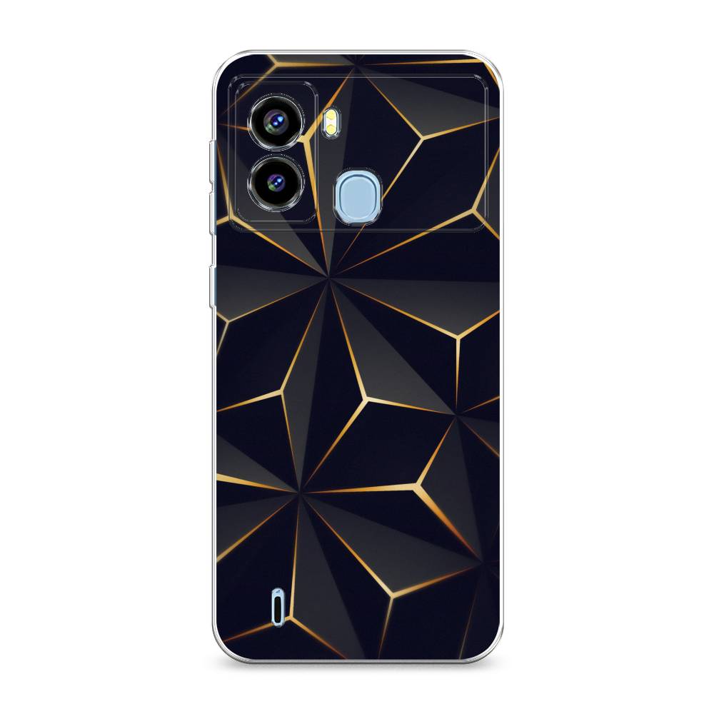 

Чехол на Tecno Pop 6 "Черные полигоны", Золотистый;черный, 302050-3