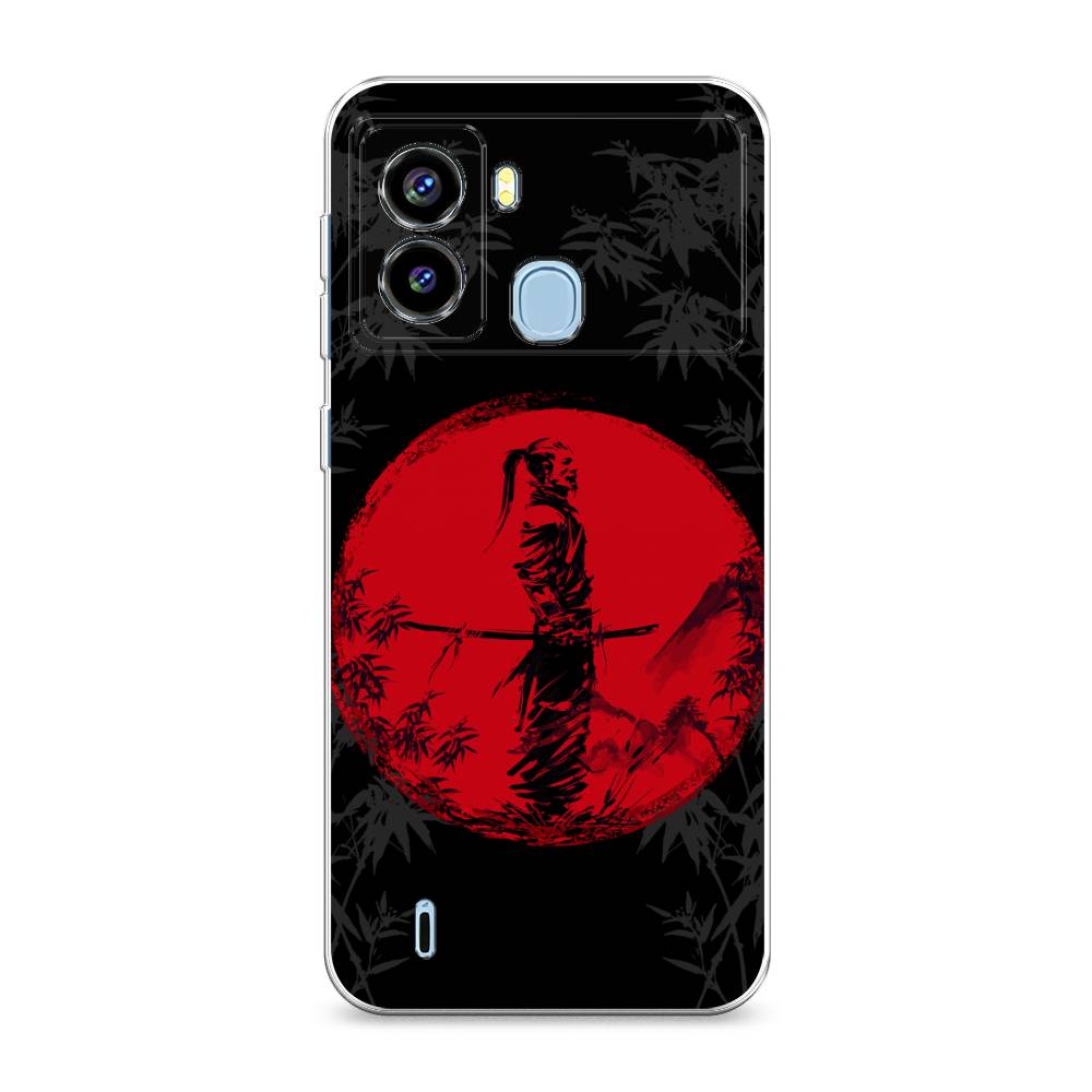 

Чехол на Tecno Pop 6 "Самурай на красном фоне", Черный;красный;серый, 302050-4