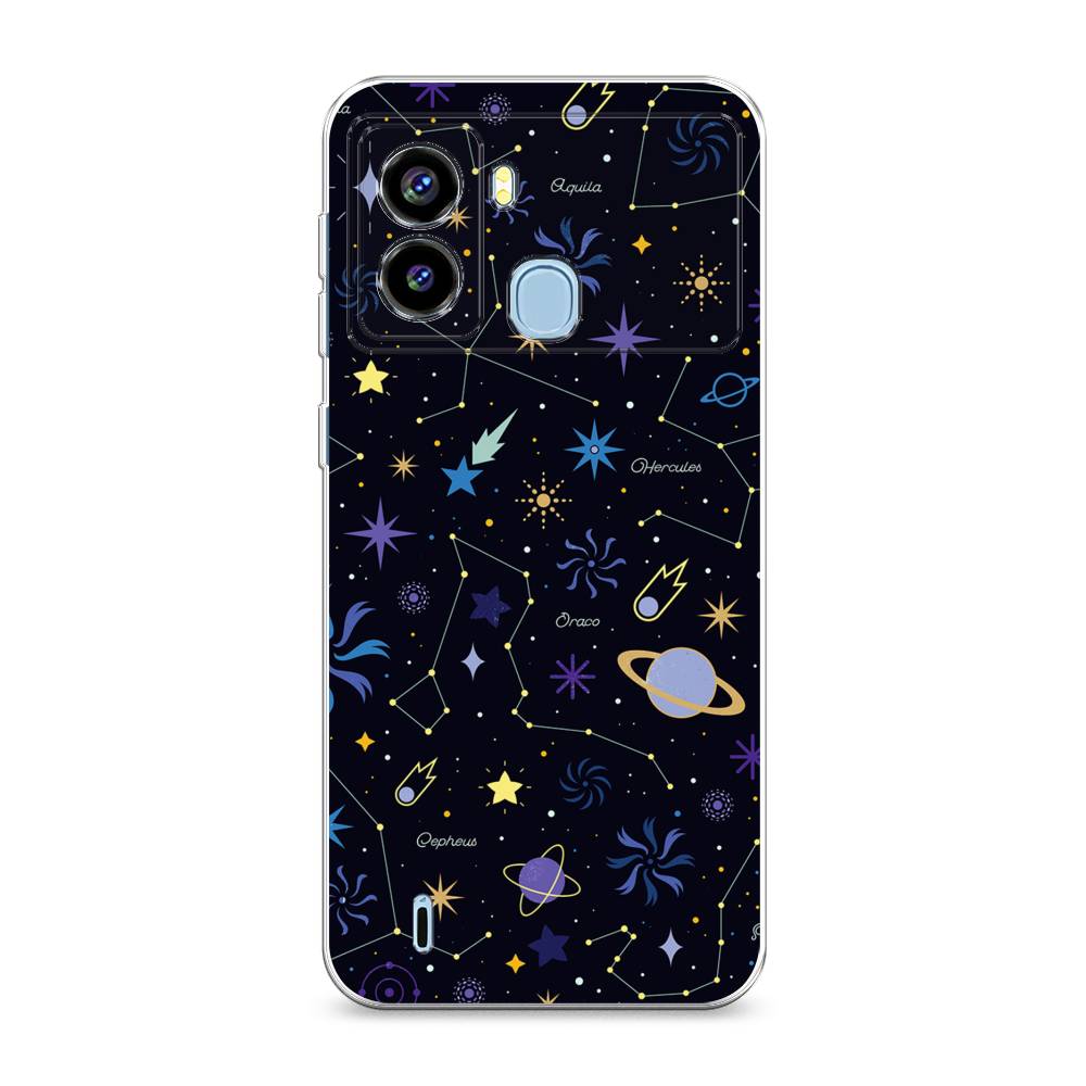 

Чехол на Tecno Pop 6 "Цветной космос", Желтый, 302050-2