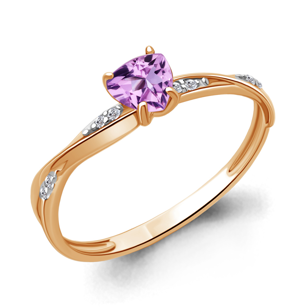 

Кольцо из серебра с аметистом\фианитом Aquamarine Aquamarine 6532104А_925_з р, 6532104А_925_з