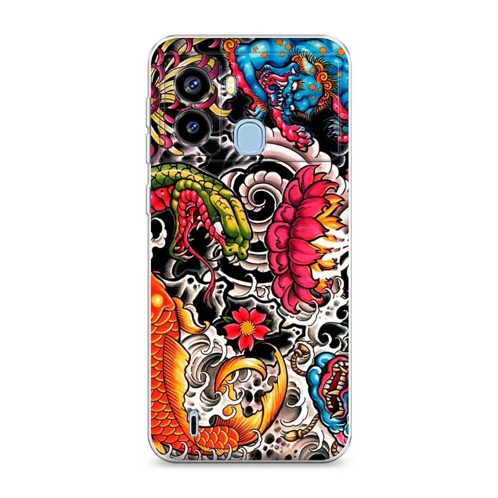 

Чехол на Tecno Pop 6 "Японское искусство", Красный;оранжевый;голубой, 302050-4