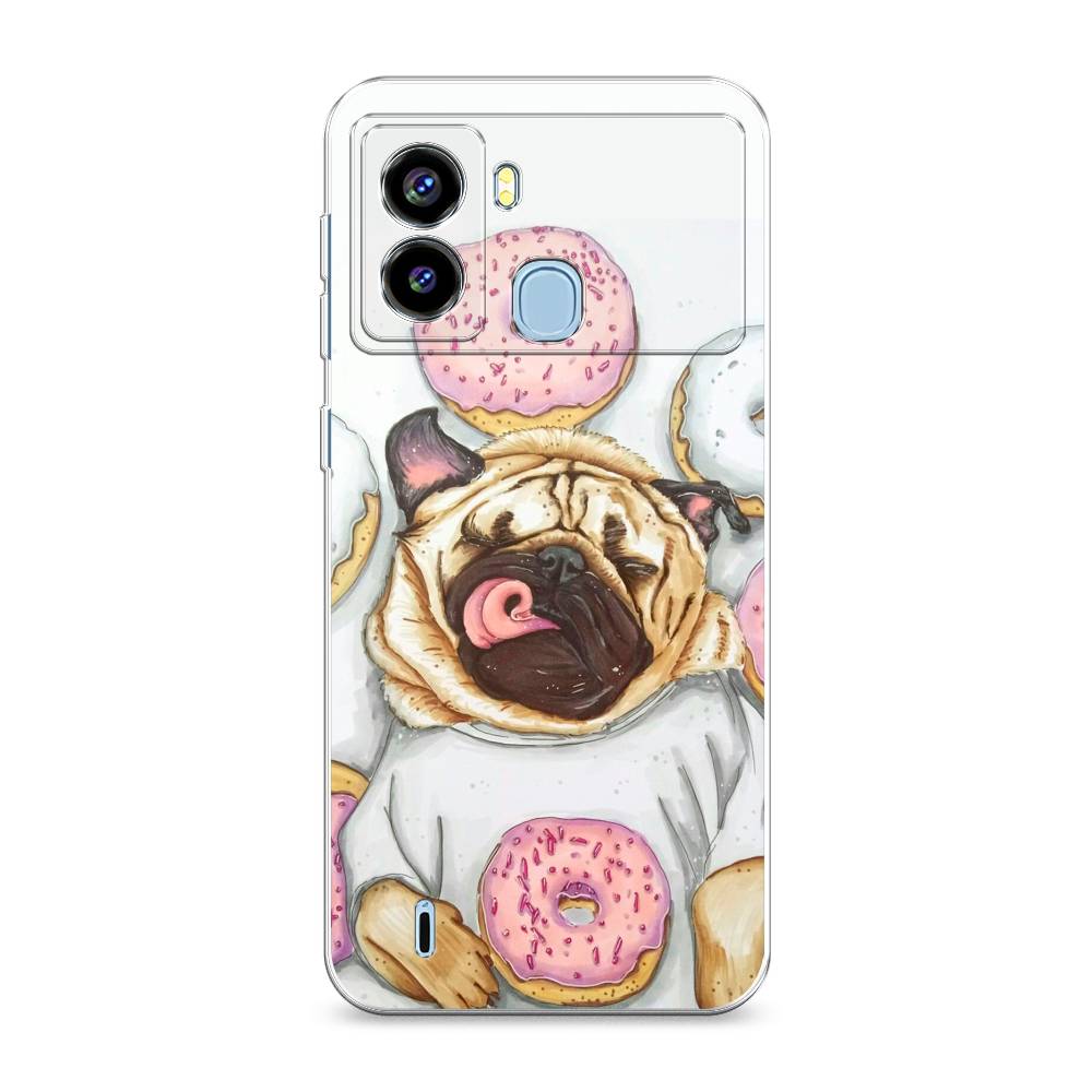 

Чехол на Tecno Pop 6 "Счастливый мопс", Розовый;бежевый;коричневый, 302050-1