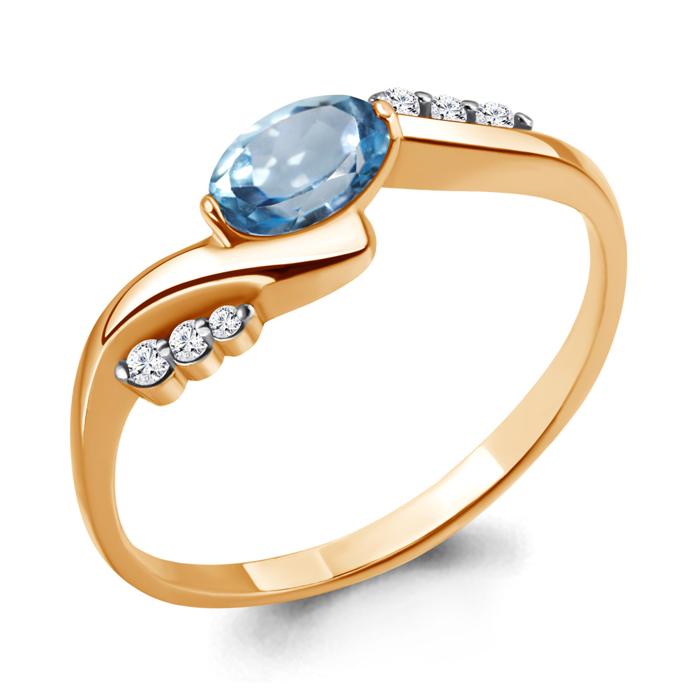 

Кольцо из серебра с топазом\фианитом Aquamarine Aquamarine 6525305А_925_з р, 6525305А_925_з