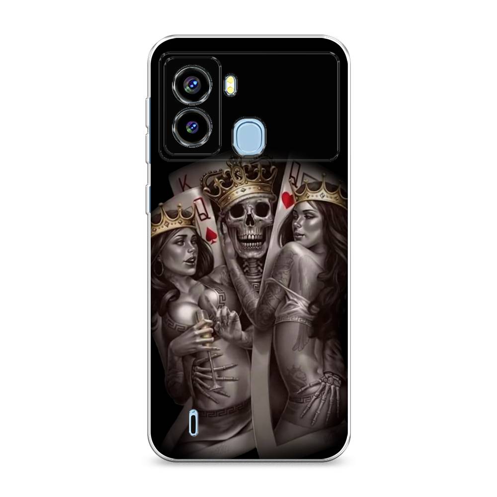 

Чехол на Tecno Pop 6 "Карты король и королевы", Серый;желтый, 302050-6