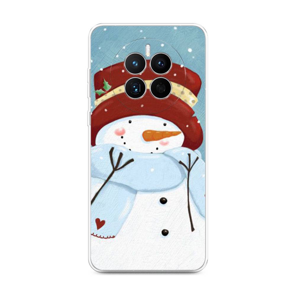 

Чехол для Huawei Mate 50 "Застенчивый снеговик", Голубой;белый;красный, 6109850-5