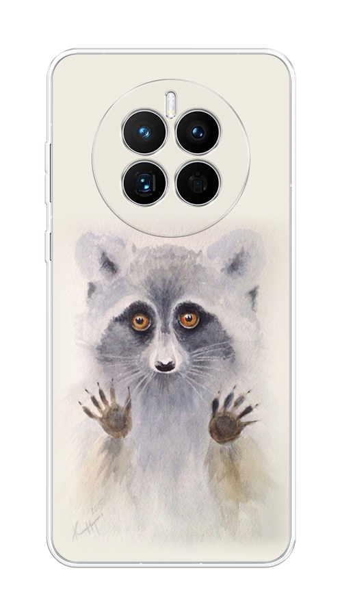 

Чехол на Huawei Mate 50 "Енот за стеклом", Бежевый;серый, 6109850-4
