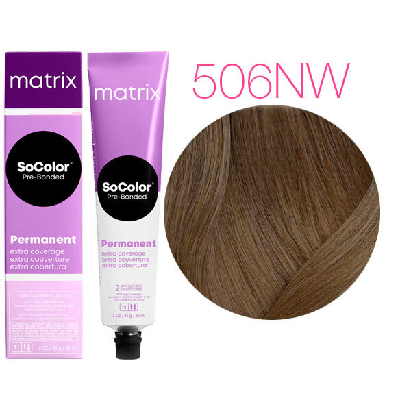 Краска Matrix SoColor Pre-Bonded 506NW темный блондин натуральный теплый 90мл краска для волос matrix socolor 506na темный блондин натуральный пепельный 90 мл