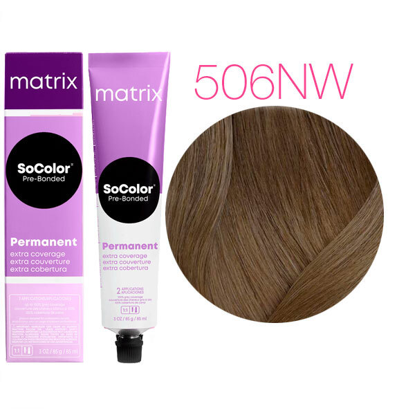 Краска Matrix SoColor Pre-Bonded 506NW темный блондин натуральный теплый 90мл крем краска collage 26061 6 06 темный блондин теплый 60 мл натуральный бежевый коричневый 60 мл