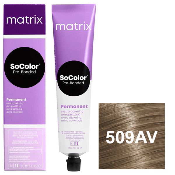 Краска Matrix SoColor Pre-Bonded 509AV очень светлый блондин пепельно-перламутровый 90мл перманентная краска matrix socolor 7av блондин пепельно перламутровый 90 мл