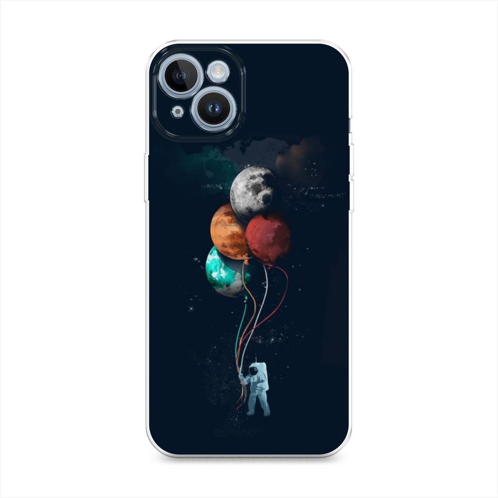 

Чехол на Apple iPhone 14 "Космонавт с шариками", Разноцветный, 15150-4