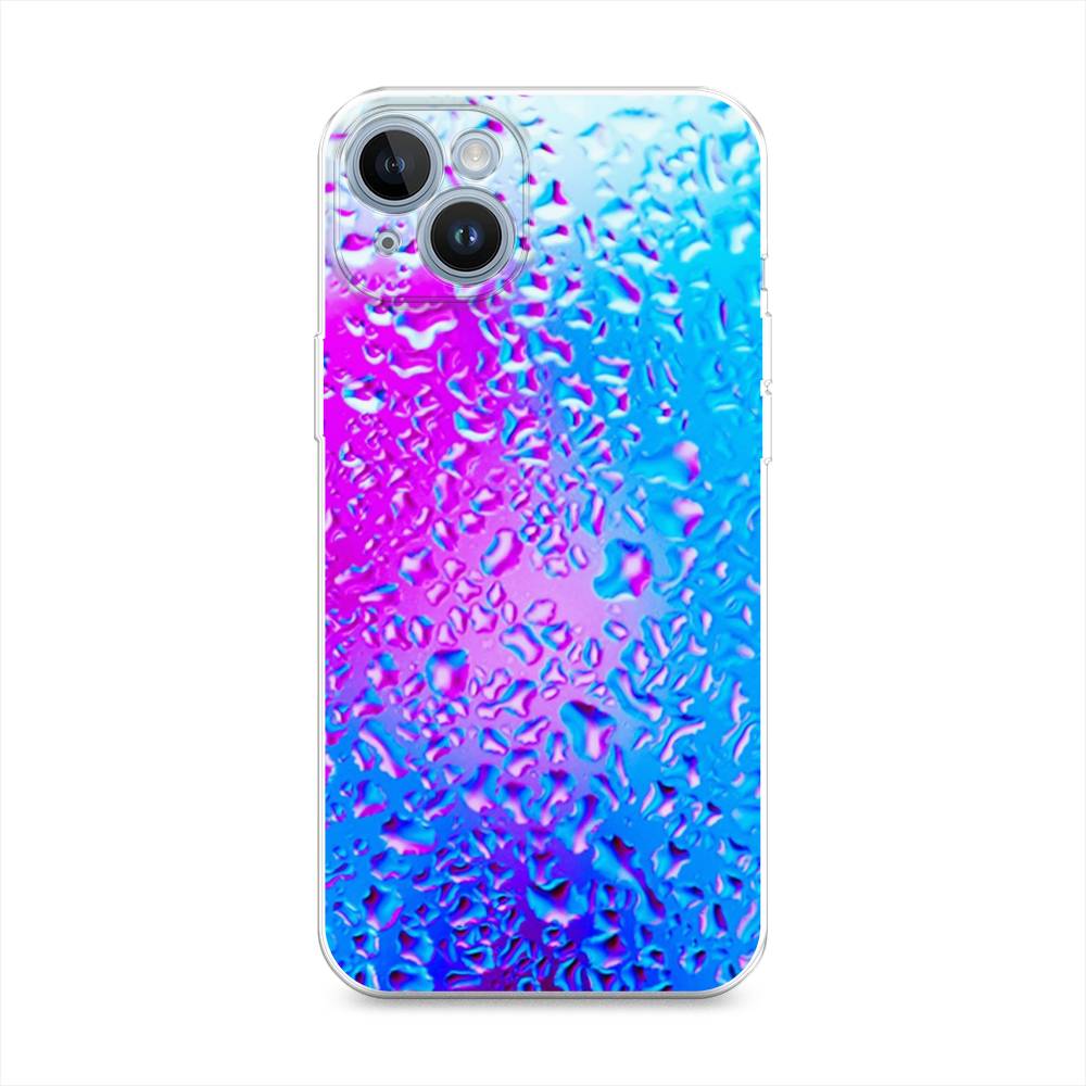 

Чехол на Apple iPhone 14 "Капли на стекле", Голубой;розовый, 15150-3