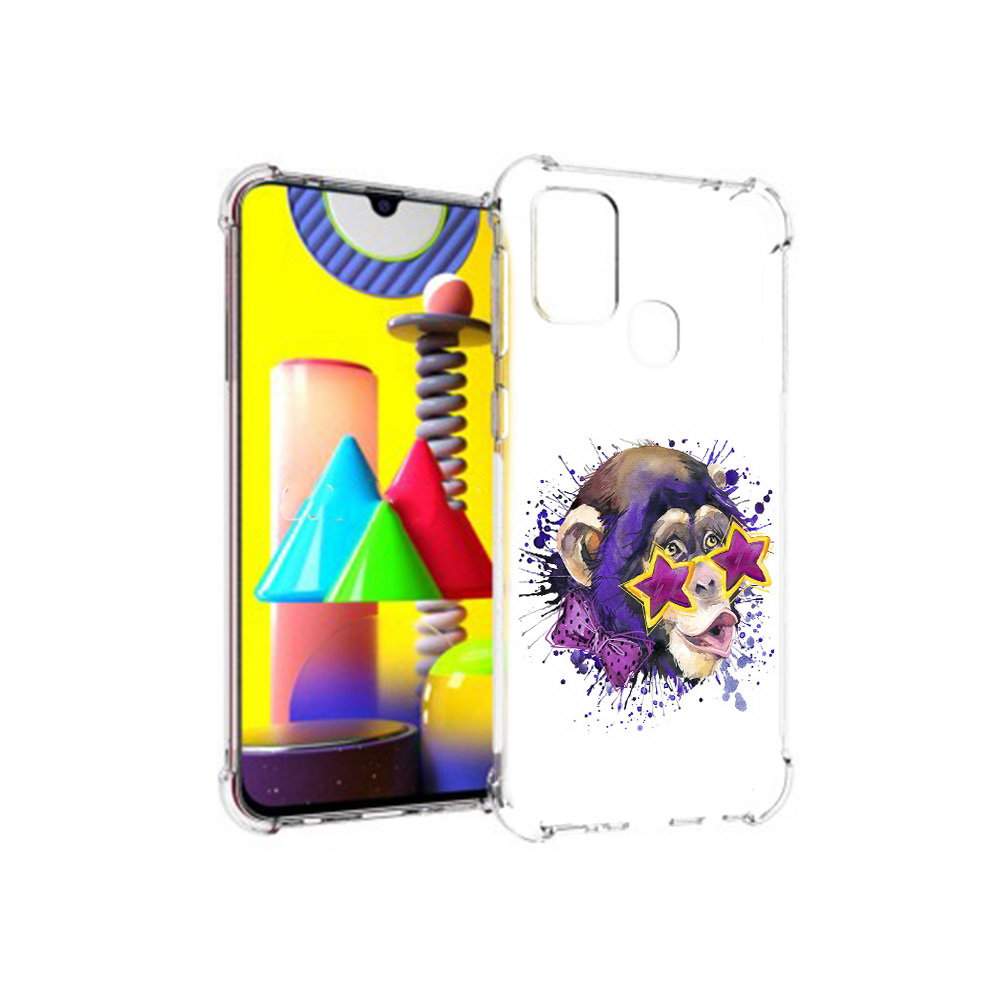 

Чехол MyPads Tocco для Samsung Galaxy M31 обезьяна в очках (PT147019.488.524), Прозрачный, Tocco