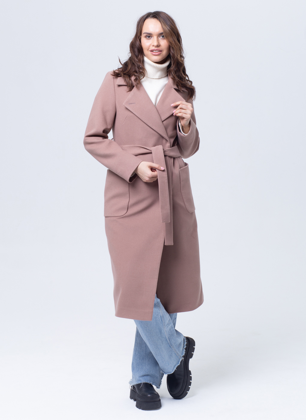 Пальто женское Каляев 66638 коричневое 48 RU