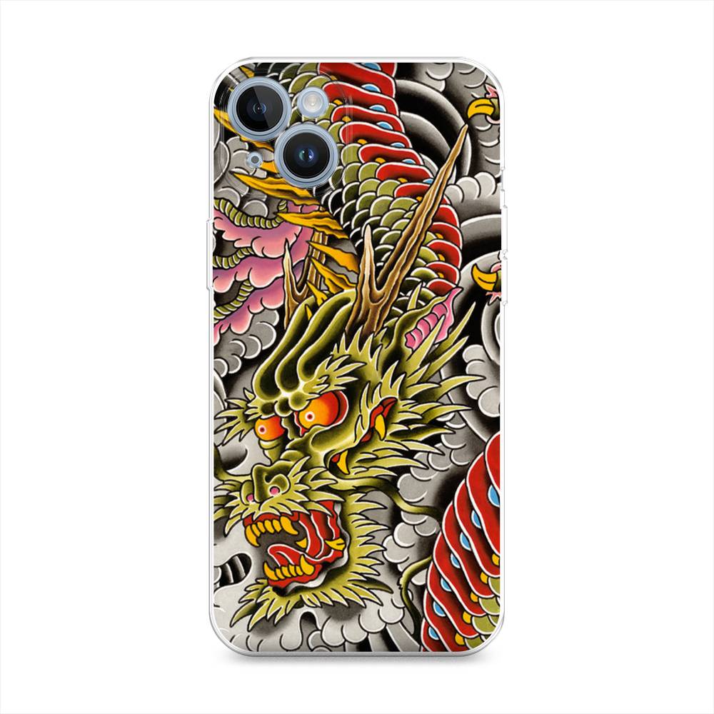 

Чехол на Apple iPhone 14 "Японский дракон", Желтый;розовый;красный, 15150-4