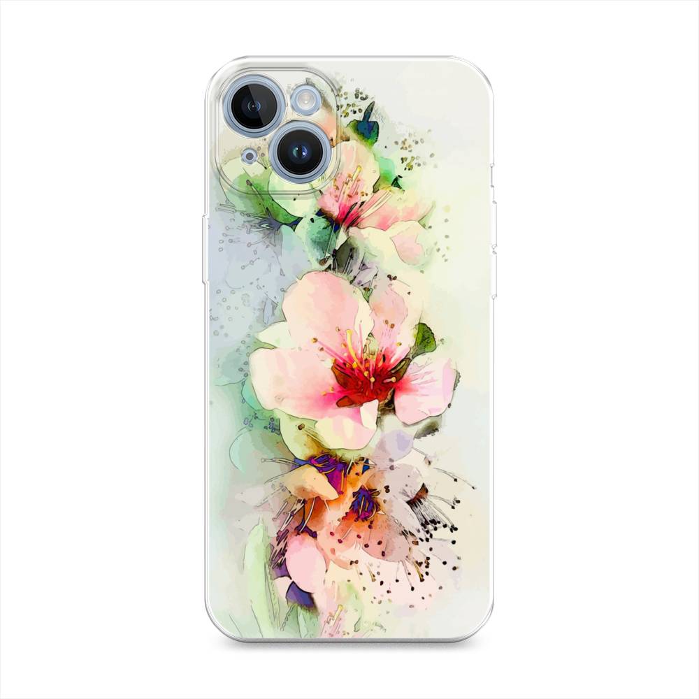 

Чехол на Apple iPhone 14 "Нежные цветы", Зеленый;розовый, 15150-2