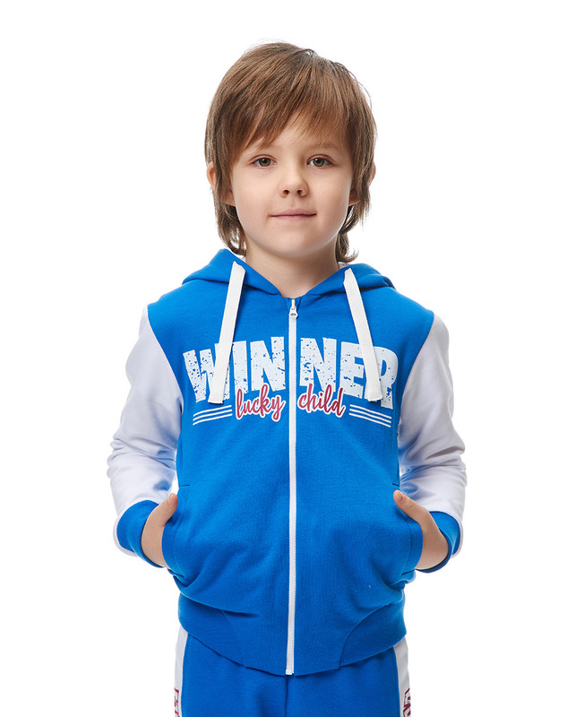 

Толстовка, брюки Lucky Child 58-43ф цв. васильковый/белый р.92-98, Синий, 58-43ф/вас