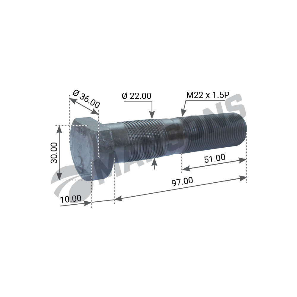 Mansons Шпилька болт М22х15х97 LEICHTBAU 680₽