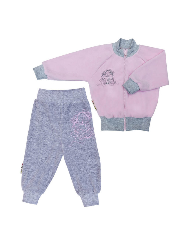 Толстовка, брюки Lucky Child 5-21 цв. розовый/серый р.74-80