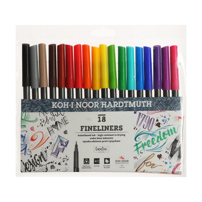 

Набор ручек капиллярных 18ов, 0,3 мм Koh-I-Noor FINELINERS 7021, пластмассовая упаковка