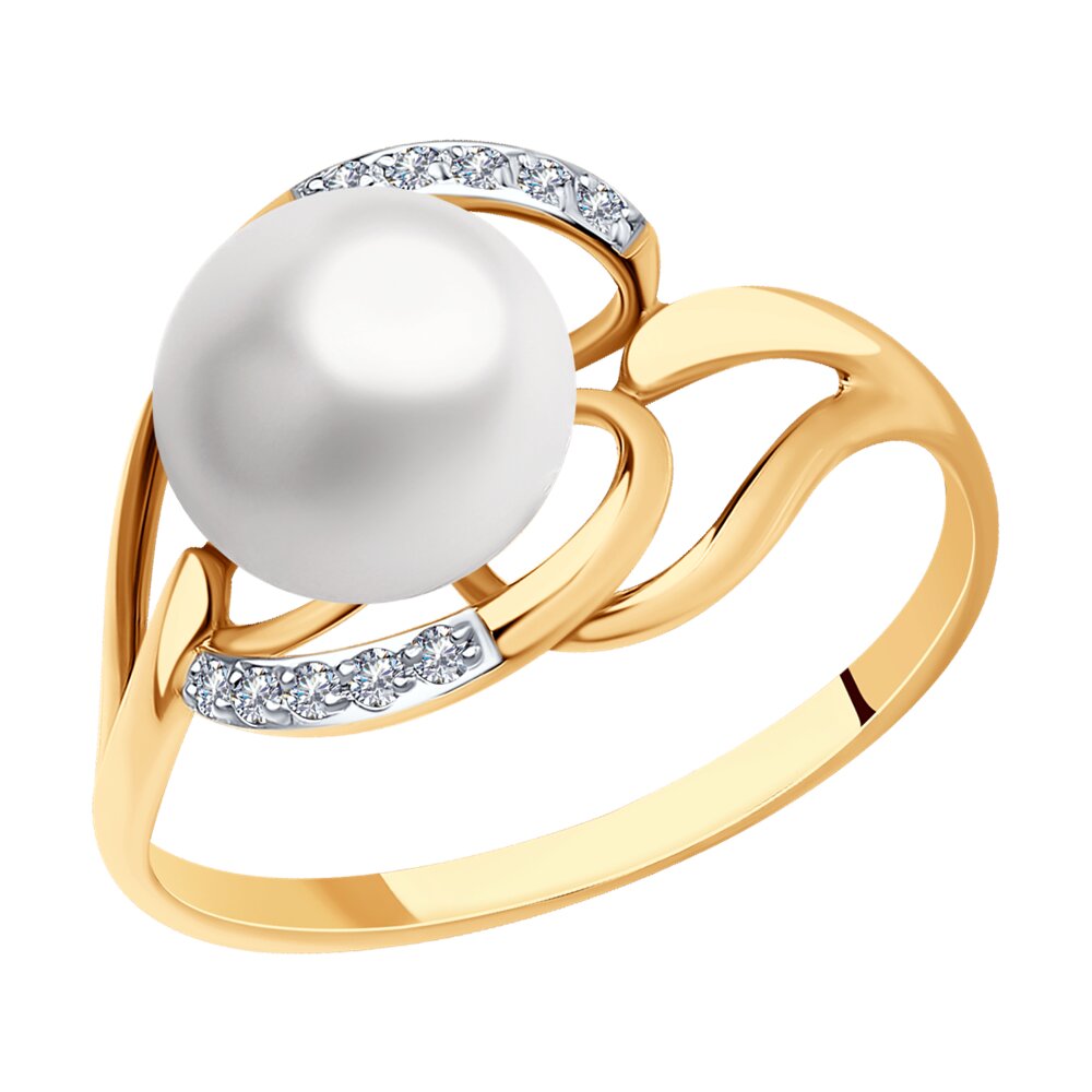 

Кольцо из золота р. 17 SOKOLOV 791227, фианит\жемчуг культивированный, 791227