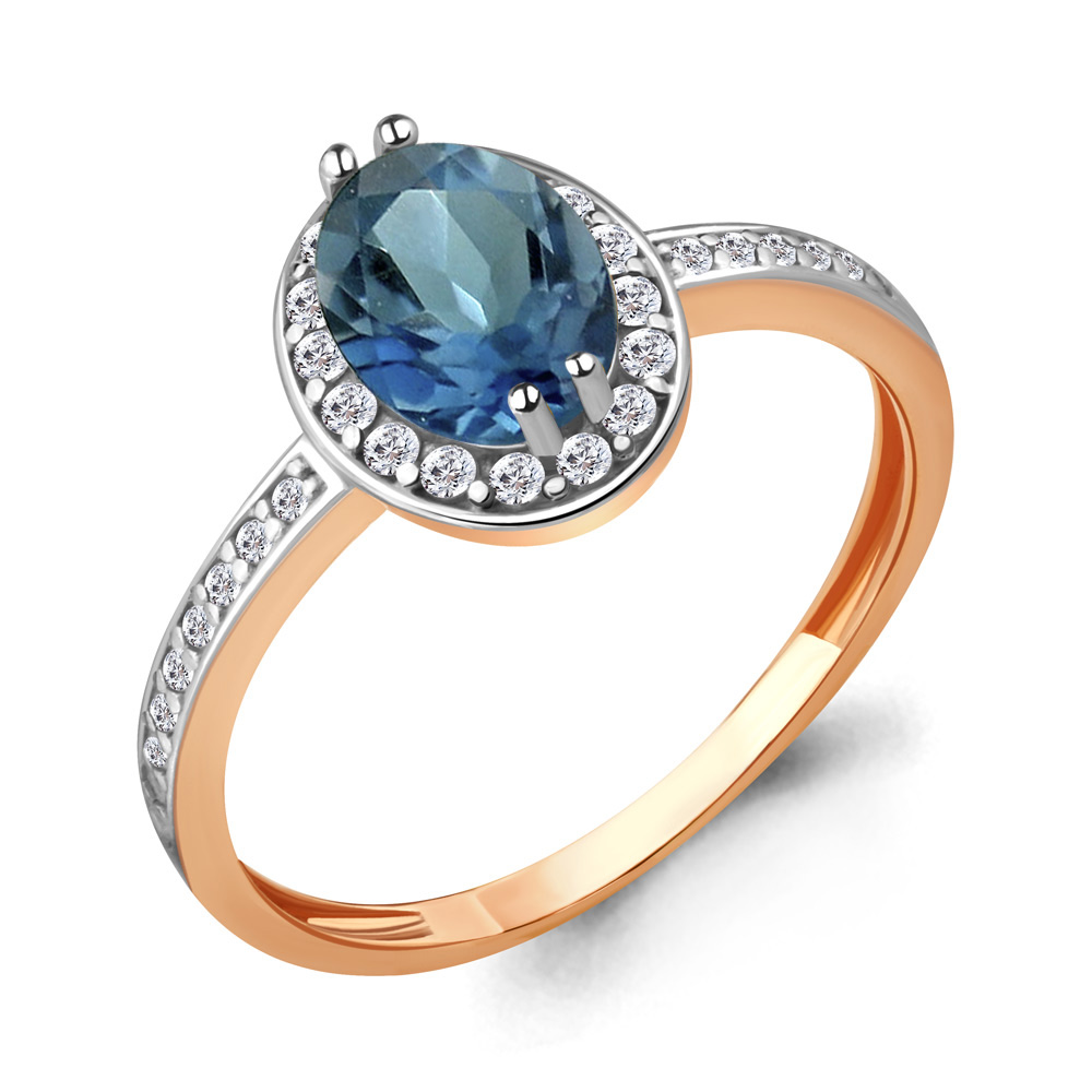 

Кольцо из серебра с топазом\фианитом Aquamarine Aquamarine 6523208А_925_з р, 6523208А_925_з