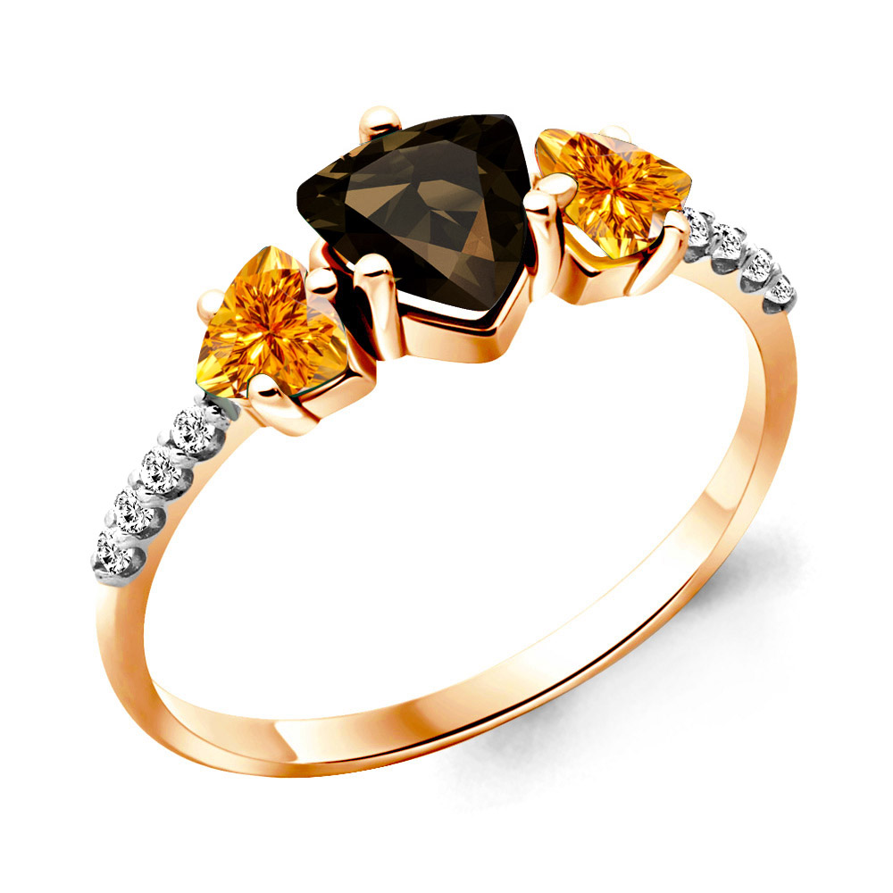 

Кольцо из серебра с цитрином\кварцем\фианитом Aquamarine Aquamarine 6519735А_925_з р, 6519735А_925_з