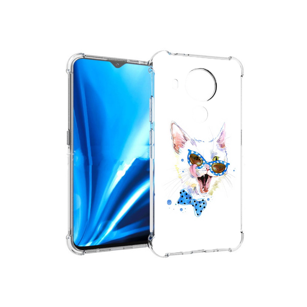 

Чехол MyPads Tocco для Nokia 5.4 белый кот (PT156621.100.229), Прозрачный, Tocco