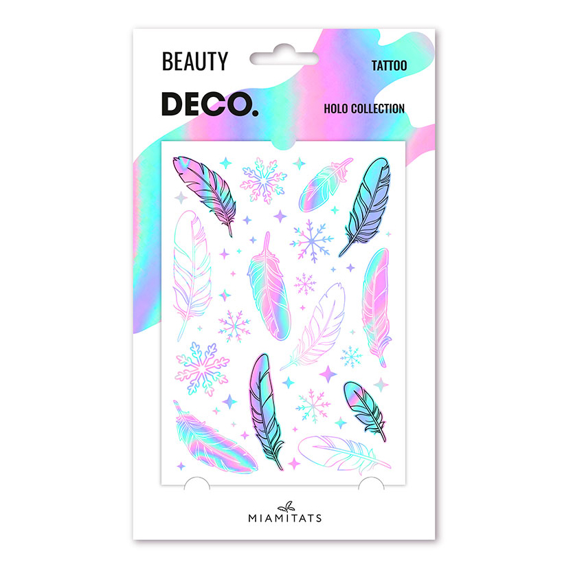 фото Переводное тату для тела miami tattoos holographic feathers