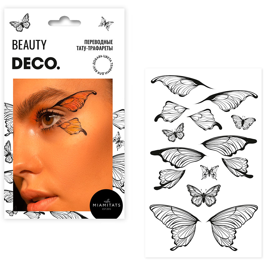 

Набор татуировок для тела DECO. Eyeliner by Miami tattoos Butterfly, Черный, EYELINER