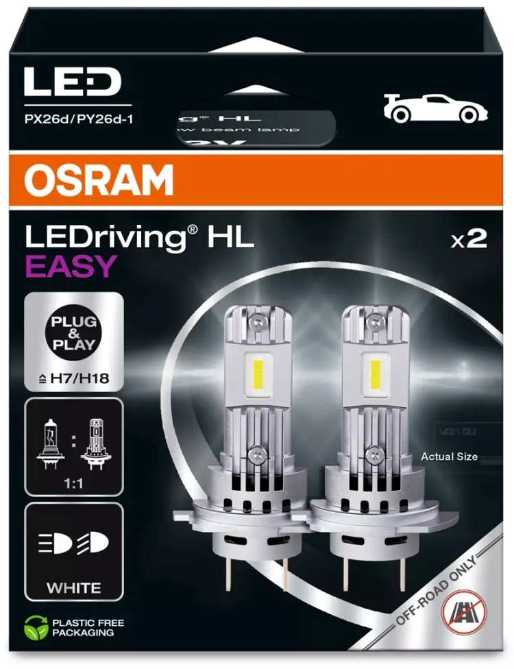 

Светодиодная лампа Osram 16W, 12V, PX26D, 6500K,H7/H18 (2шт), 16W 12V PX26D