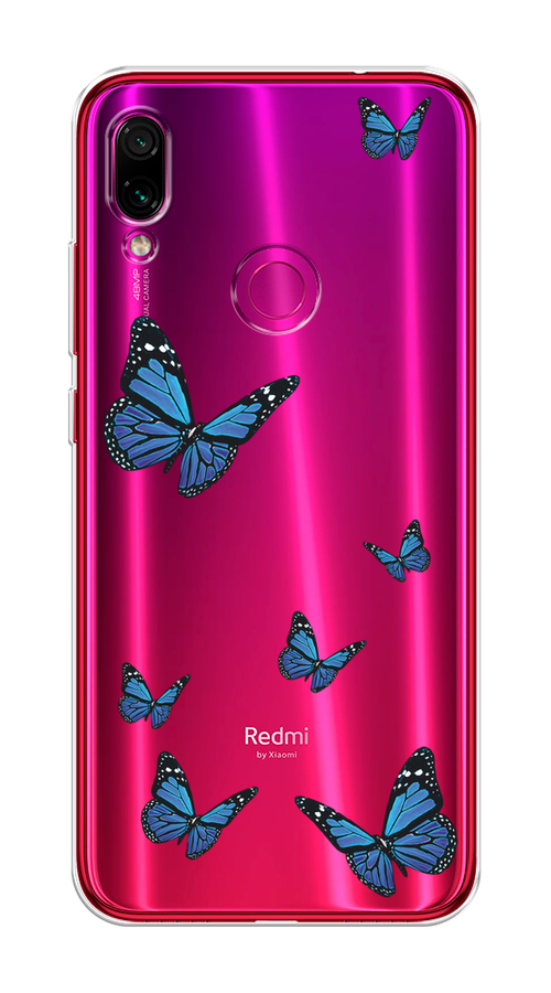 

Чехол на Xiaomi Redmi Note 7 "Blue butterflies", Синий;черный, 34750-1