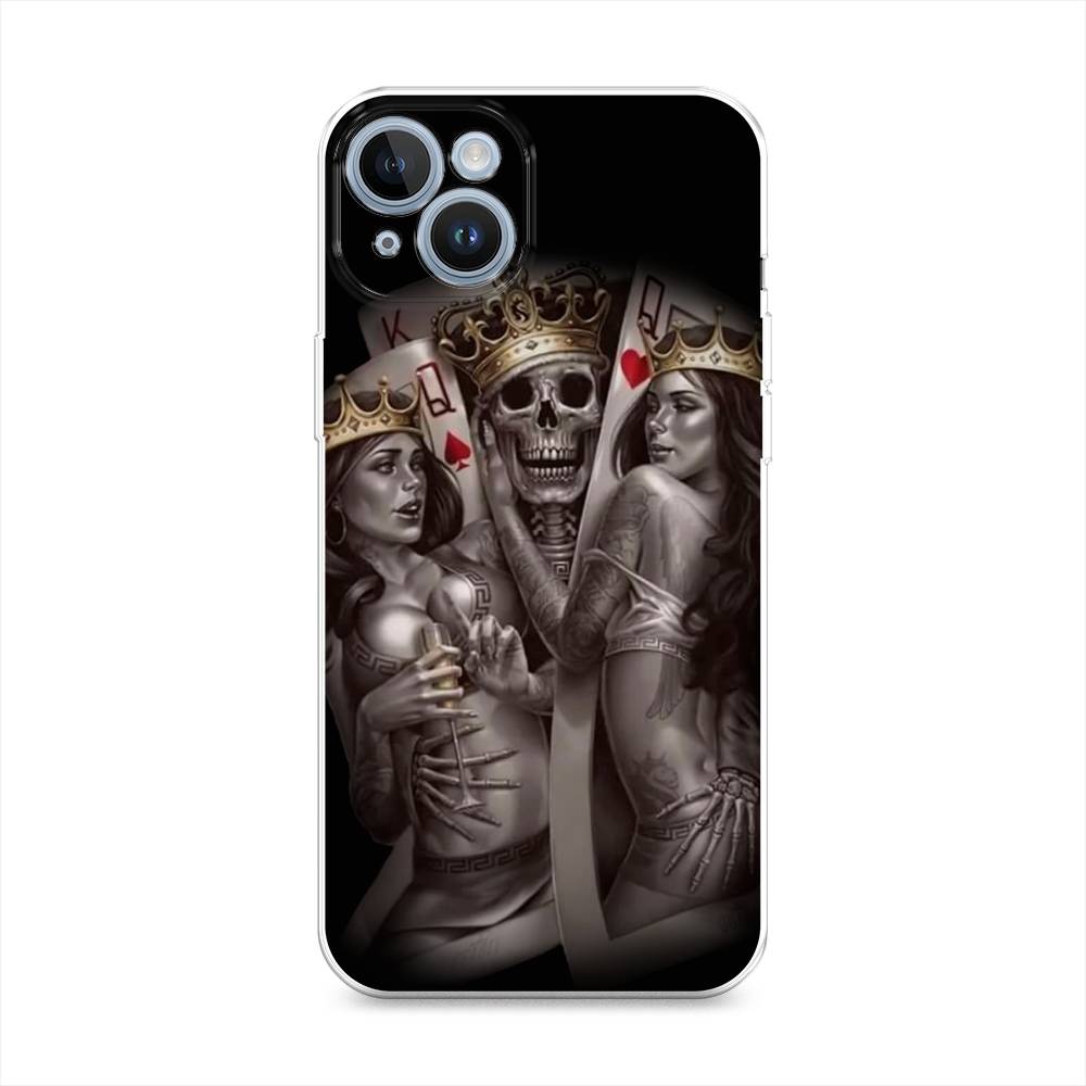 

Чехол на Apple iPhone 14 "Карты король и королевы", Серый;желтый, 15150-6