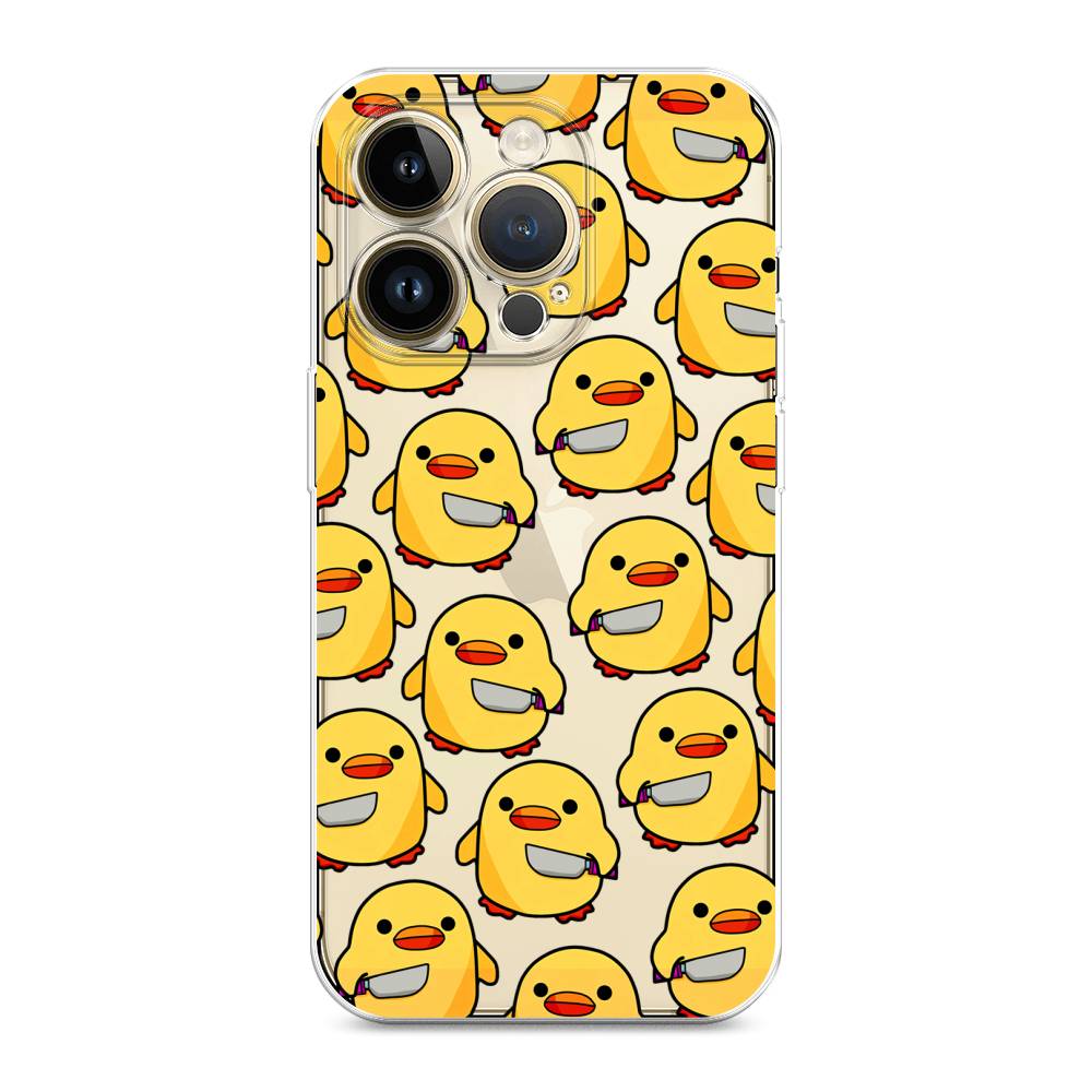 

Чехол на Apple iPhone 14 Pro Max "Утка с ножом", Прозрачный;желтый;оранжевый, 15050-1